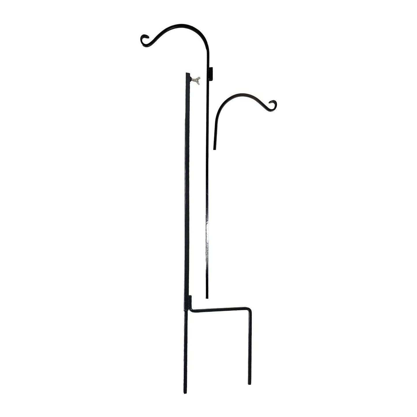 Ashman Premium Steel Ground Stake Shepherd's Hook 65 Inch 2 Sided, Black, 2 Pack