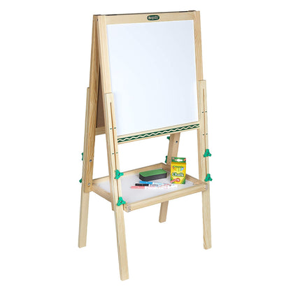 Crayola Kids Mini Dual Sided Wooden Art Easel w/ Chalkboard & Dry Erase Supplies
