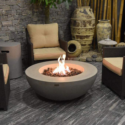 Elementi Natural Gas Concrete Lunar Bowl Fire Pit w/ Auto Ignition, Clean Flame