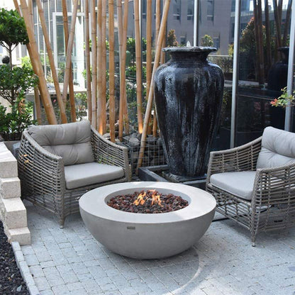 Elementi Natural Gas Concrete Lunar Bowl Fire Pit w/ Auto Ignition, Clean Flame