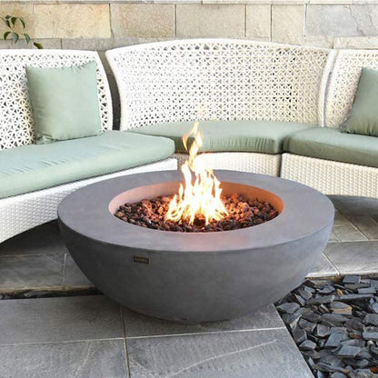 Elementi Natural Gas Concrete Lunar Bowl Fire Pit w/ Auto Ignition, Clean Flame
