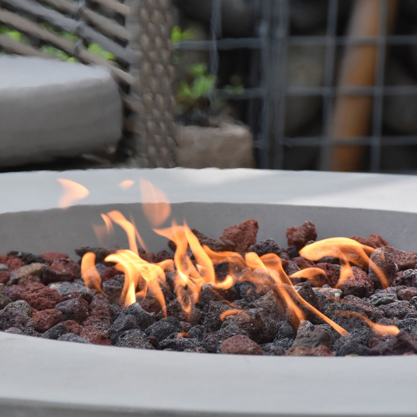 Elementi Natural Gas Concrete Lunar Bowl Fire Pit w/ Auto Ignition, Clean Flame
