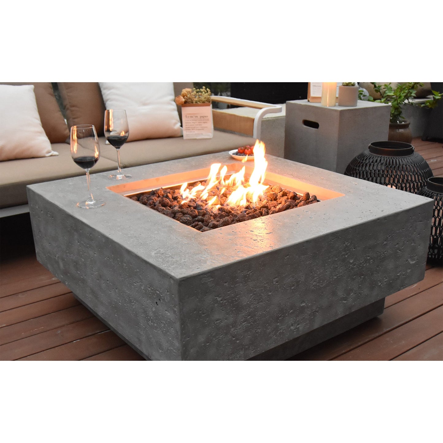 Elementi Manhattan 36" Concrete Outdoor 45,000 BTU Liquid Propane Fire Pit Table