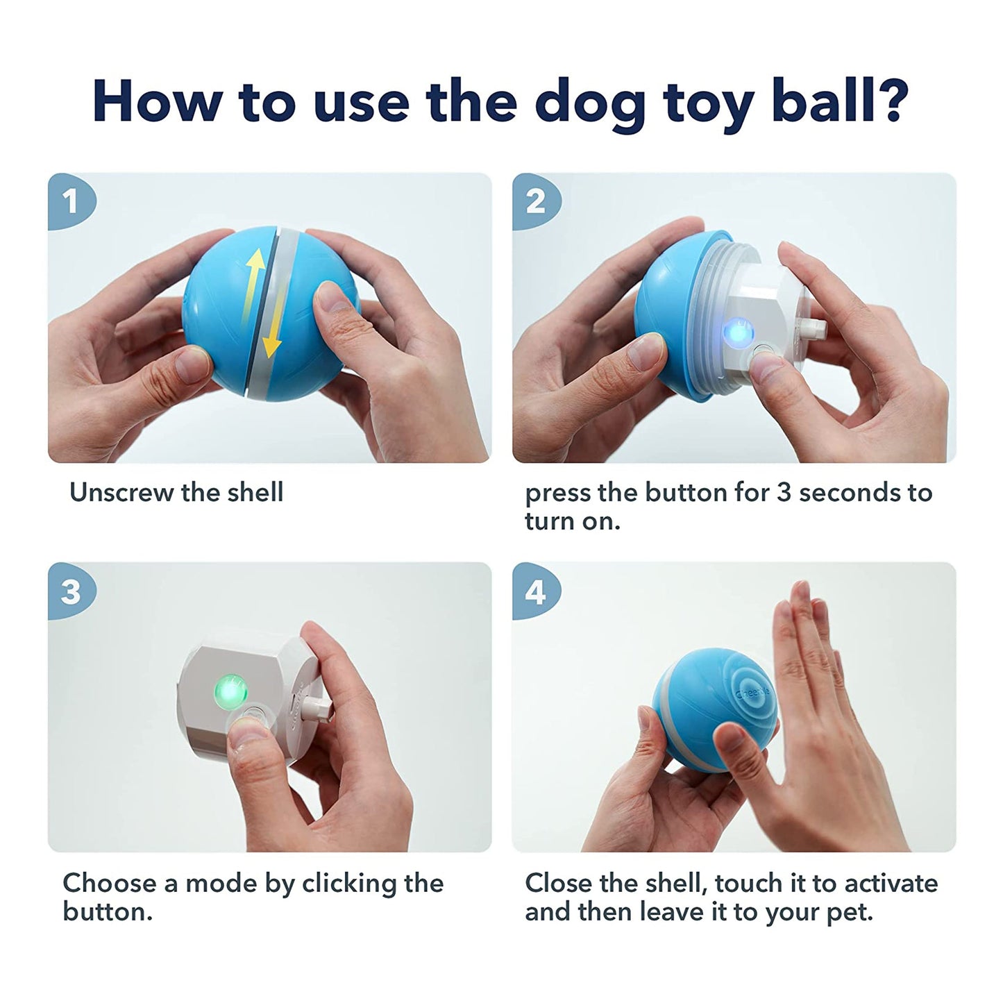 Cheerble Wicked Indoor Outdoor Self Propelling Interactive Dog Toy Ball, Blue