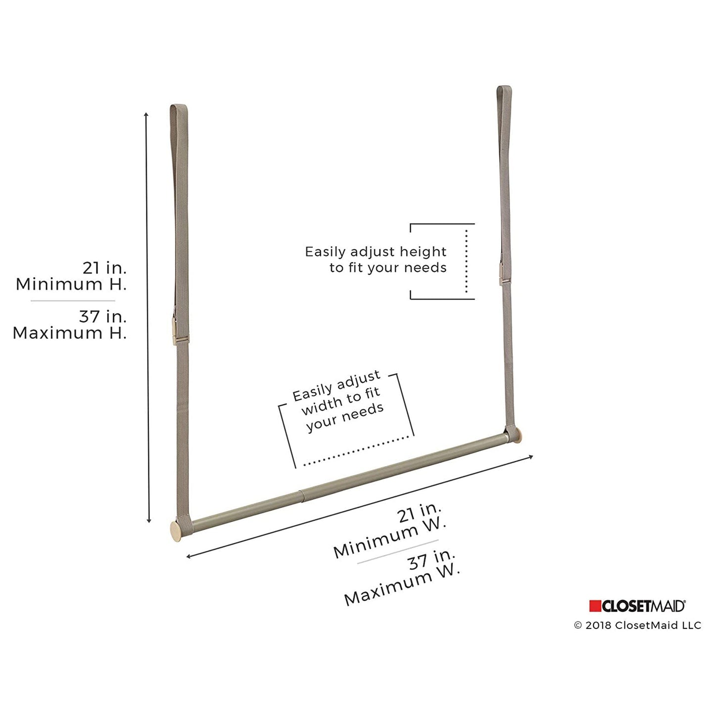 Closetmaid Adjustable Height Double Hang Closet Organizing Storage Rod, Nickel