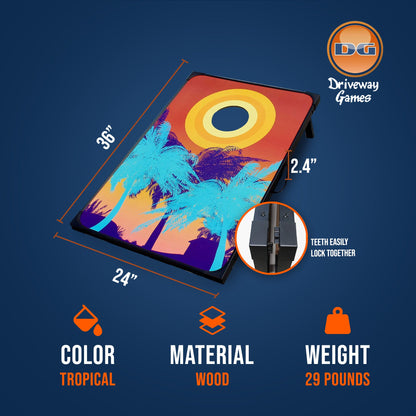 Driveway Games Tailgate Bean Bag Toss Board Cornhole Set w/Carry Bag, Tropical