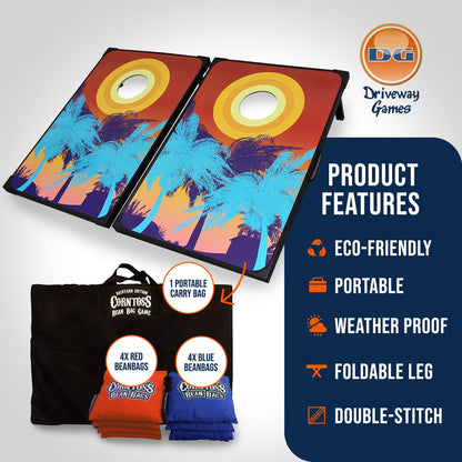 Driveway Games Tailgate Bean Bag Toss Board Cornhole Set w/Carry Bag, Tropical