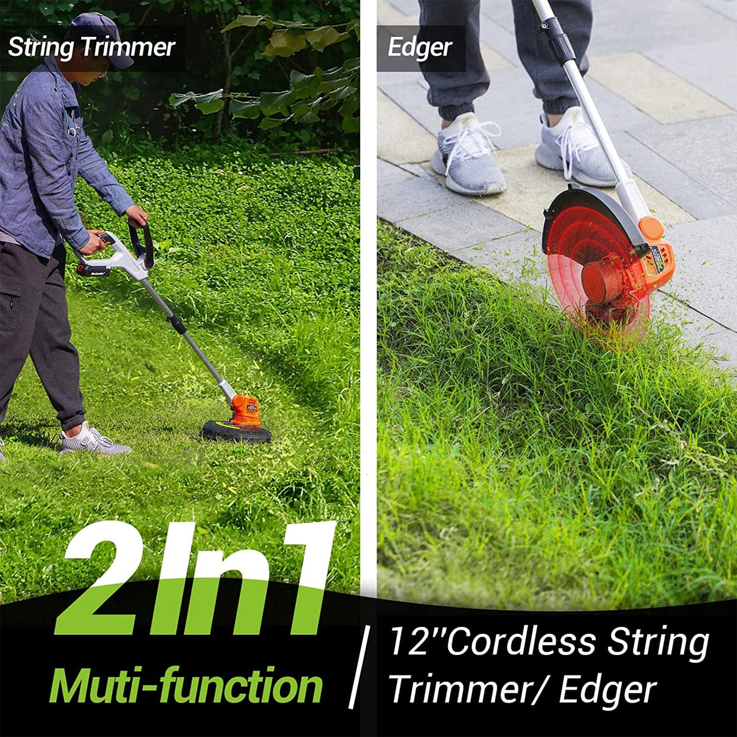 PAXCESS SF8A220 20 Volt 12 Inch Cordless String Trimmer Yard Tool with Battery