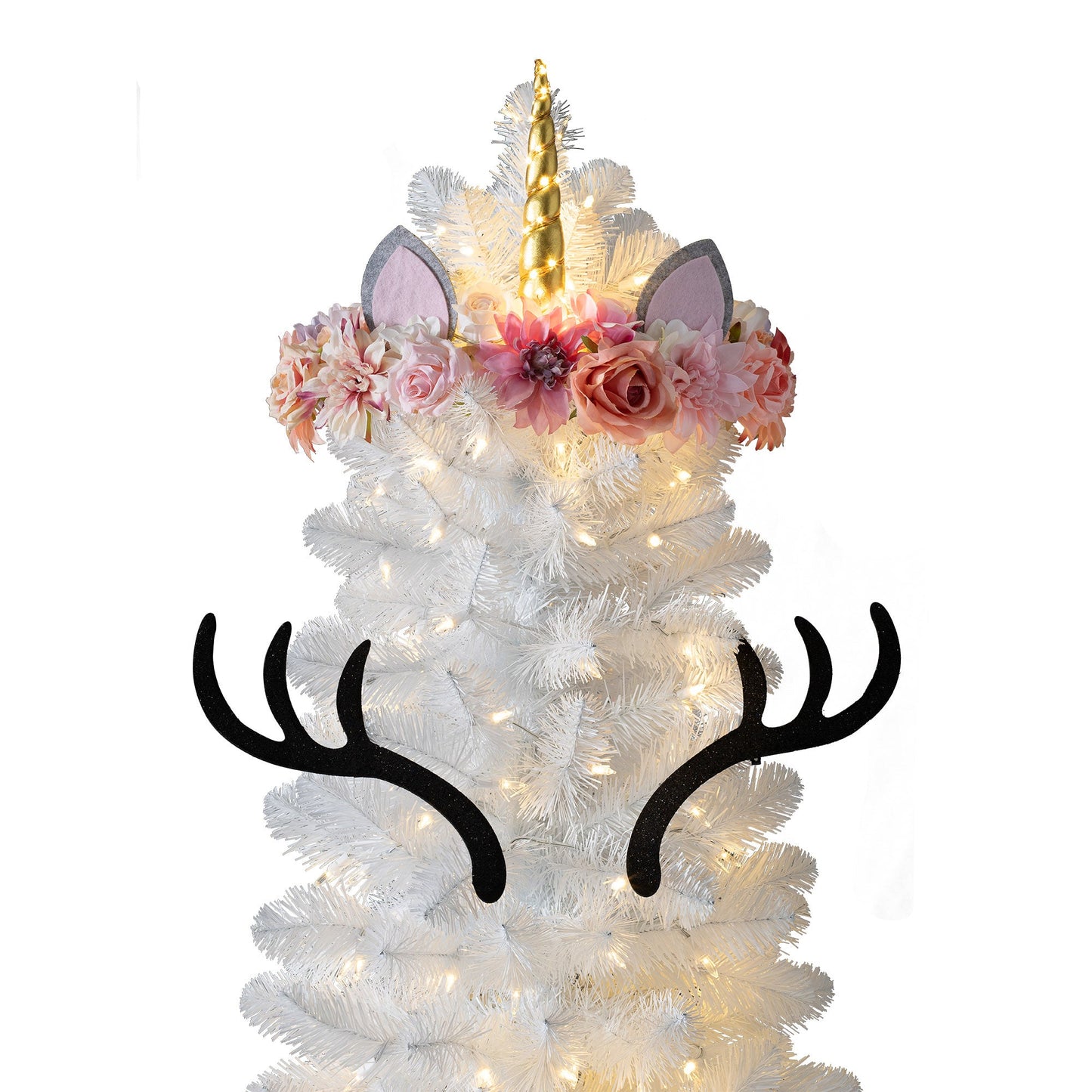 Treetopia All Snowed In White 8 Ft Artificial Prelit Slim Christmas Tree w/Stand