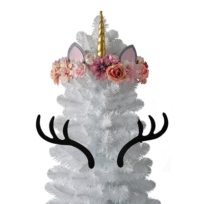 Treetopia All Snowed In White 8 Ft Artificial Prelit Slim Christmas Tree w/Stand