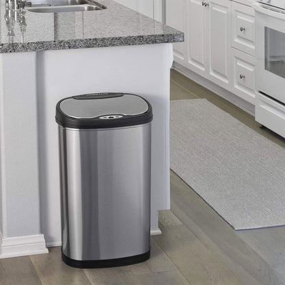 NINESTARS 13.2 Gallon & 3.2 Gallon Dual Stainless Steel Motion Sensor Trash Cans