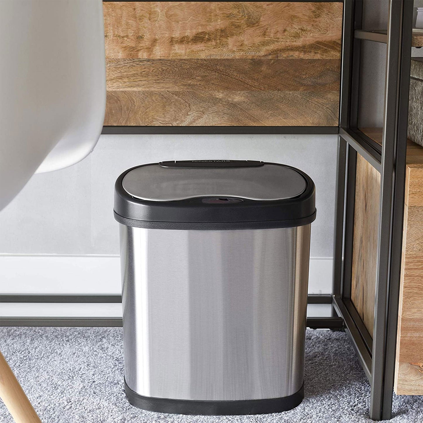 NINESTARS 13.2 Gallon & 3.2 Gallon Dual Stainless Steel Motion Sensor Trash Cans