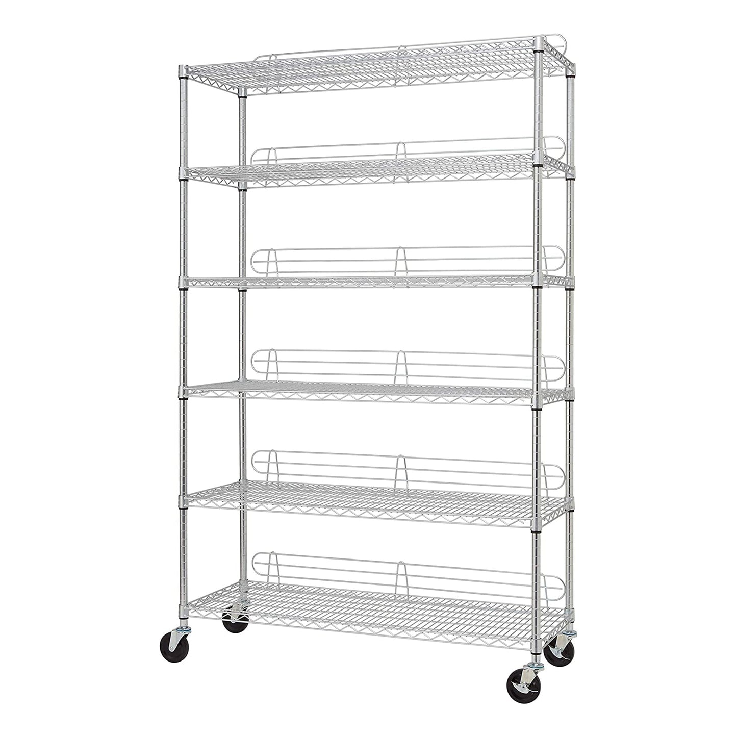 TRINITY EcoStorage Heavy Duty 6 Tier Adjustable Wire Shelving w/ Wheels, Chrome