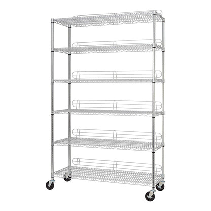 TRINITY EcoStorage Heavy Duty 6 Tier Adjustable Wire Shelving w/ Wheels, Chrome
