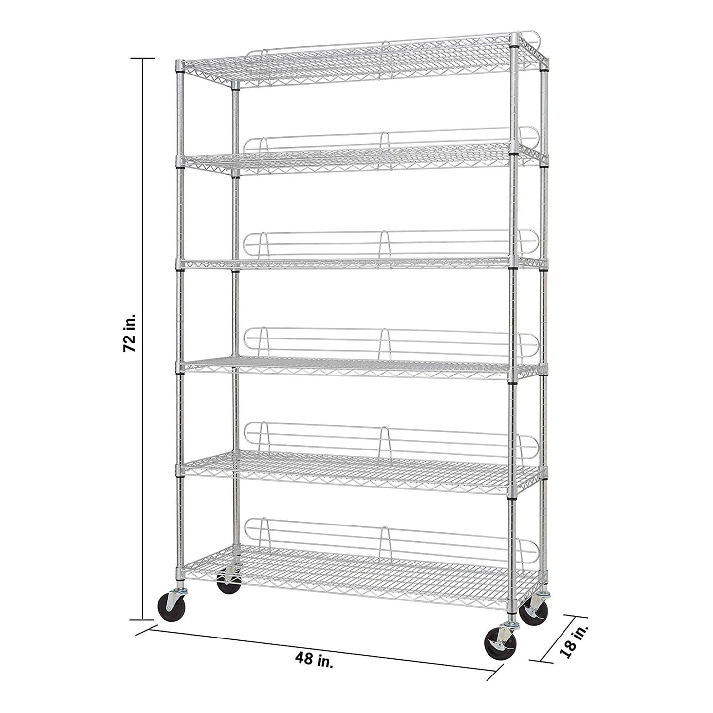 TRINITY EcoStorage Heavy Duty 6 Tier Adjustable Wire Shelving w/ Wheels, Chrome