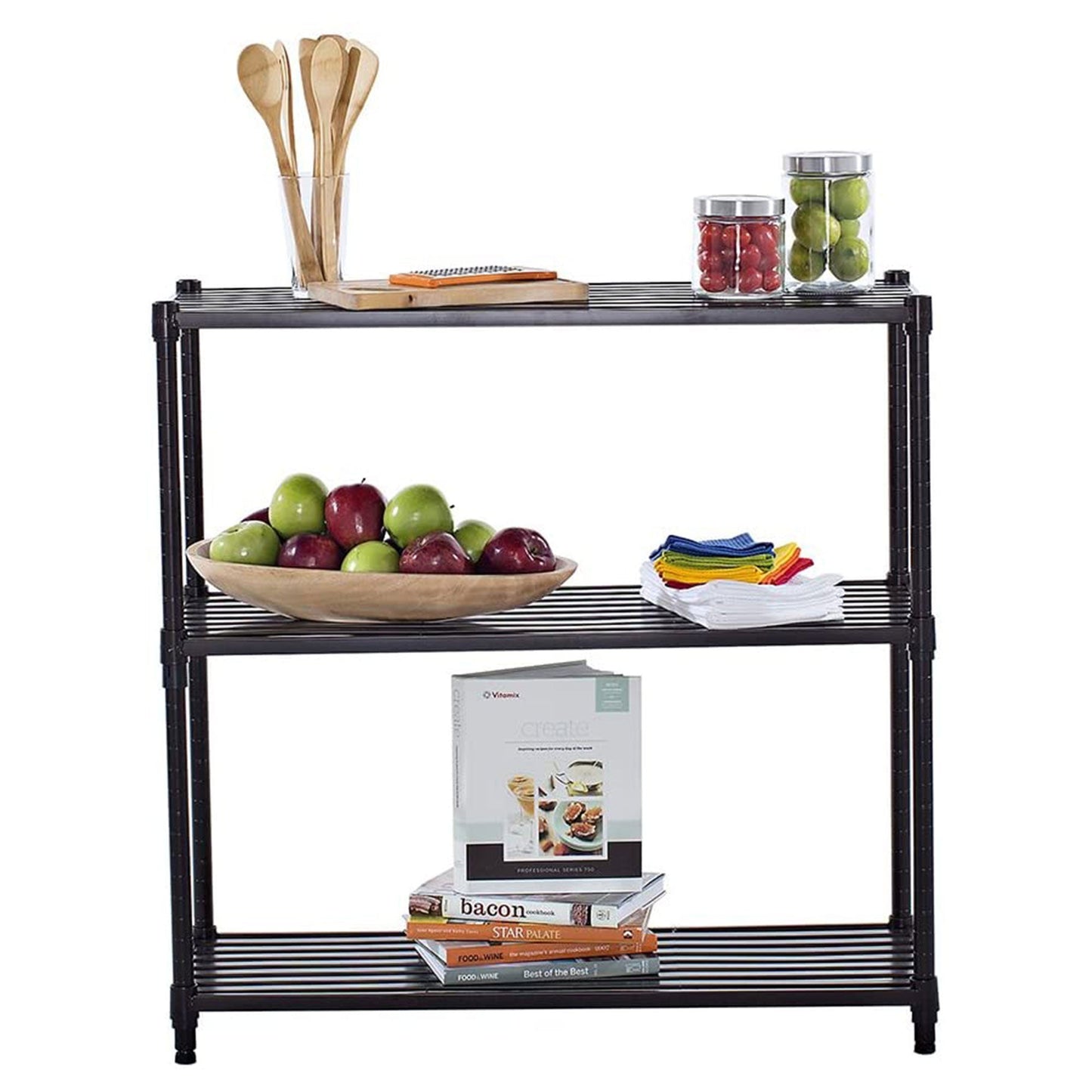 TRINITY EcoStorage 3 Tier Adjustable Flat Slat Wire Shelving, Dark Bronze