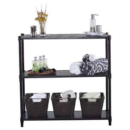TRINITY EcoStorage 3 Tier Adjustable Flat Slat Wire Shelving, Dark Bronze