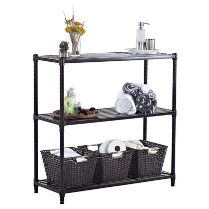 TRINITY EcoStorage 3 Tier Adjustable Flat Slat Wire Shelving, Dark Bronze