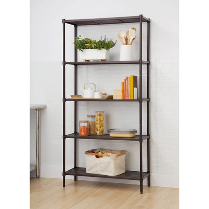 TRINITY EcoStorage 5 Tier Adjustable Flat Slat Wire Shelving, Dark Bronze
