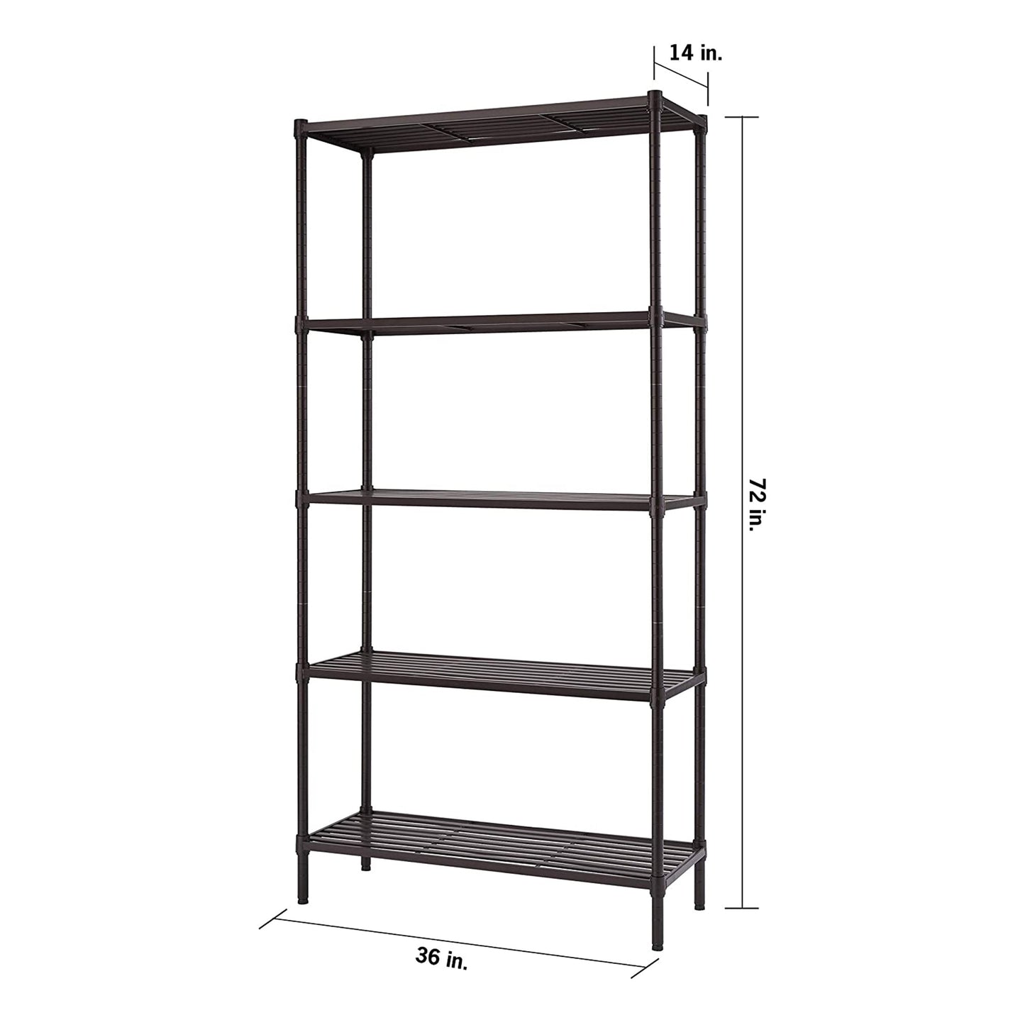 TRINITY EcoStorage 5 Tier Adjustable Flat Slat Wire Shelving, Dark Bronze