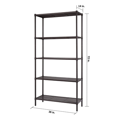 TRINITY EcoStorage 5 Tier Adjustable Flat Slat Wire Shelving, Dark Bronze