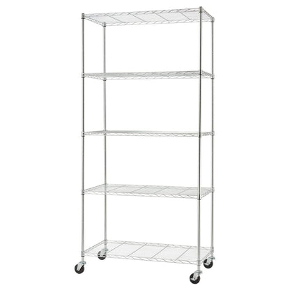 TRINITY BASICS EcoStorage 5 Tier Adjustable Wire Shelving with Wheels, Chrome