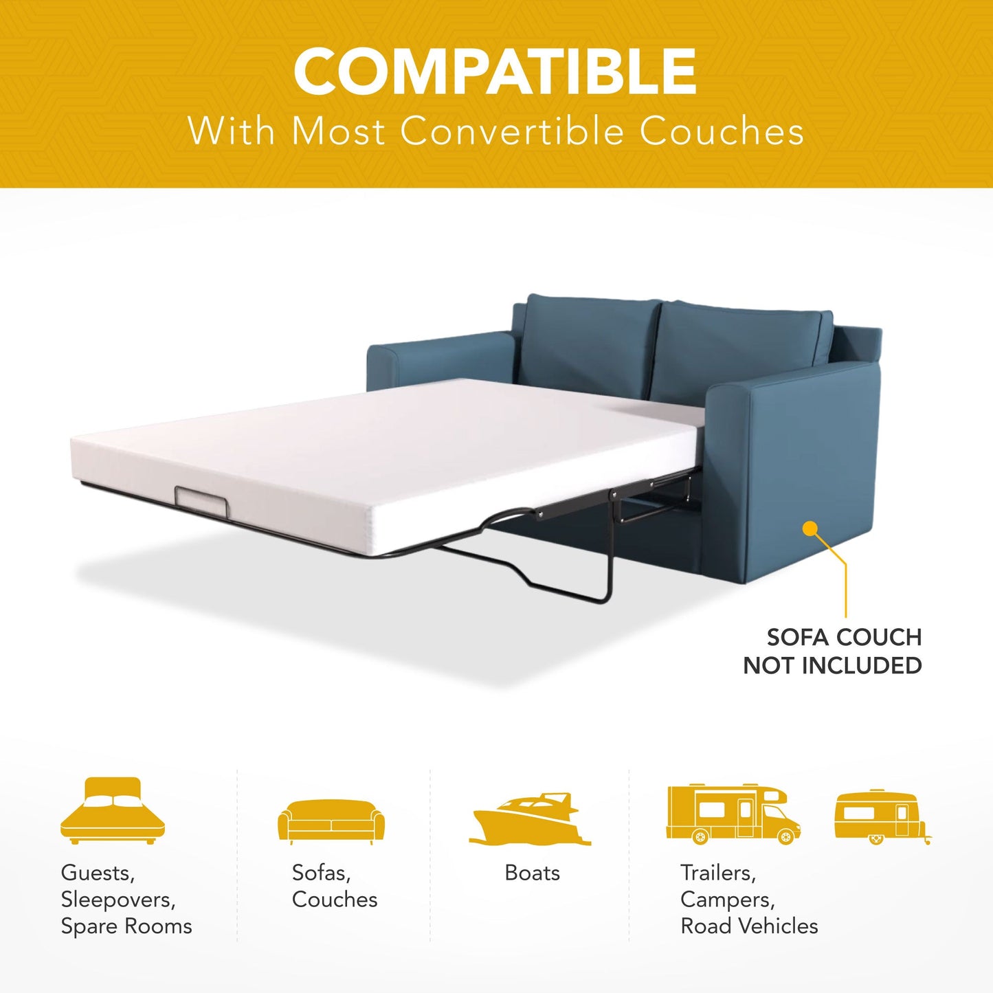 Dynasty Mattress 4" CoolBreeze Memory Foam Full Mattress for Convertible Sofa, Sofa Not Included