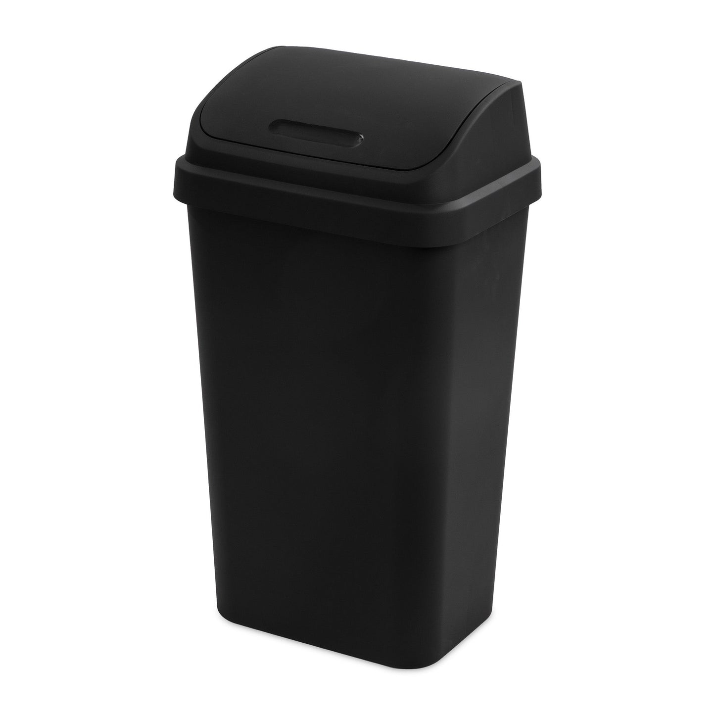 Sterilite 13 Gal Kitchen Swing Top Lidded Wastebasket Trash Can, Black (8 Pack)
