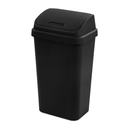 Sterilite 13 Gal Kitchen Swing Top Lidded Wastebasket Trash Can, Black (8 Pack)