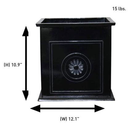 Southern Patio CMX-042426 Colony 16 Inch Square Resin Planter Urn, Black (2 Set)