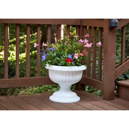 Southern Patio Dynamic Outdoor 18" Resin Grecian Urn Planter Pot, White (2 Pack)
