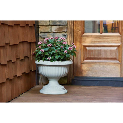 Southern Patio Dynamic Outdoor 18" Resin Grecian Urn Planter Pot, White (2 Pack)