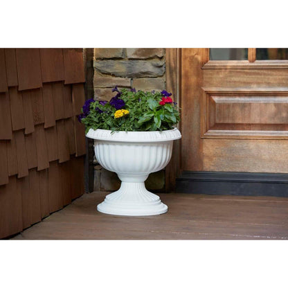 Southern Patio Dynamic Design Outdoor 18 In Resin Grecian Urn Planter Pot, White