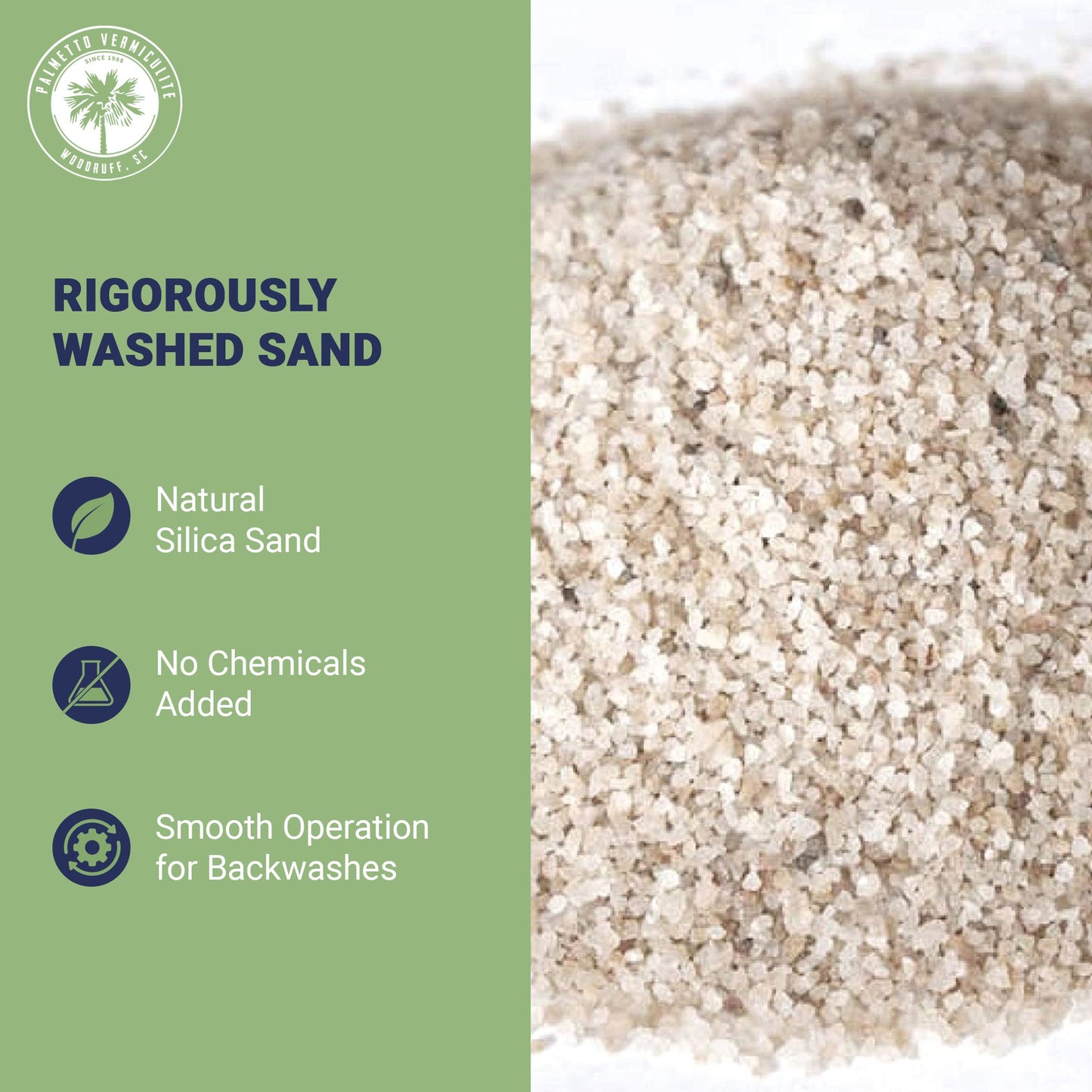 Palmetto Filter Sand for Residential and Commercial Pool Sand Filters, 50 Pound