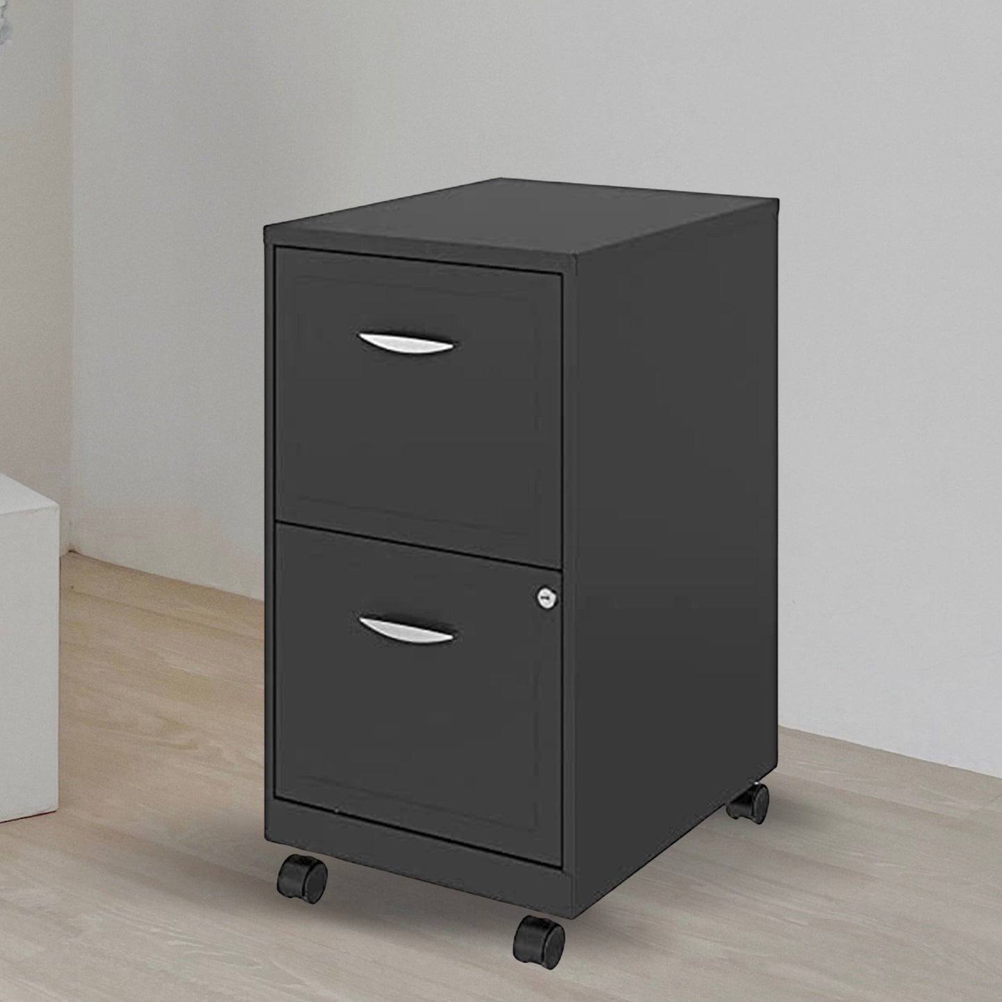 Space Solutions 18 Inch 2 Drawer Mobile Organizer Office Cabinet, Charcoal