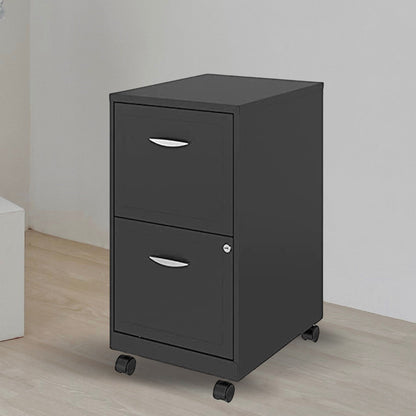 Space Solutions 18 Inch 2 Drawer Mobile Organizer Office Cabinet, Charcoal