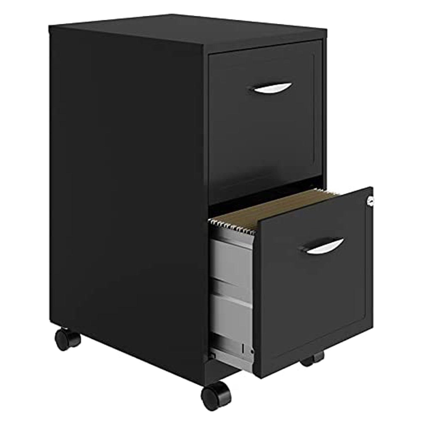 Space Solutions 18 Inch 2 Drawer Mobile Organizer Office Cabinet, Charcoal