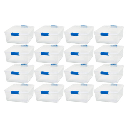 Homz 15.5 Quart Heavy Duty Clear Plastic Stackable Storage Containers, 16 Pack
