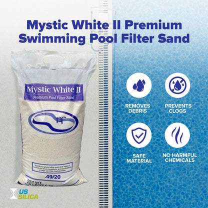 U.S. Silica 50 Pound Mystic White II Swimming Pool Filter Sand, White, 2 Pack