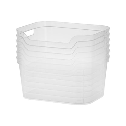 Sterilite 7 x 11 x 14.25 Inch Open Storage Bin w/ Carry Handles, Clear (6 Pack)