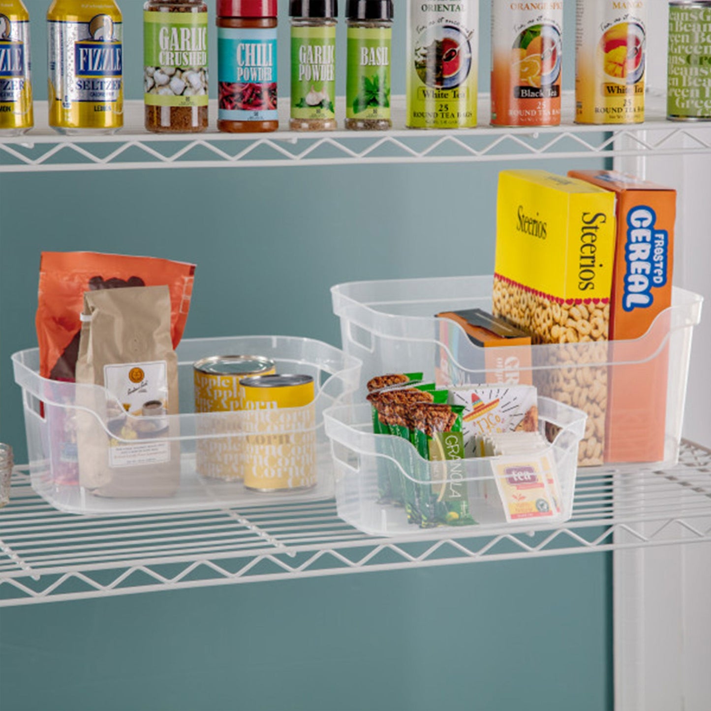 Sterilite 5.25 x 9.5 x 13 In Open Storage Bin with Carry Handles, 8 Pack, Clear