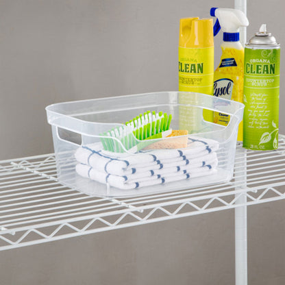 Sterilite 5.25 x 9.5 x 13 In Open Storage Bin with Carry Handles, 8 Pack, Clear
