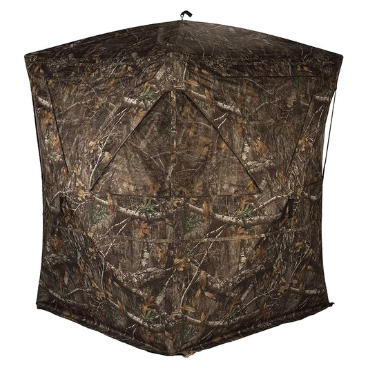 Rhino Blinds R300-RTE 3 Person Hunting Ground Blind w/ 3 Windows, Realtree Edge