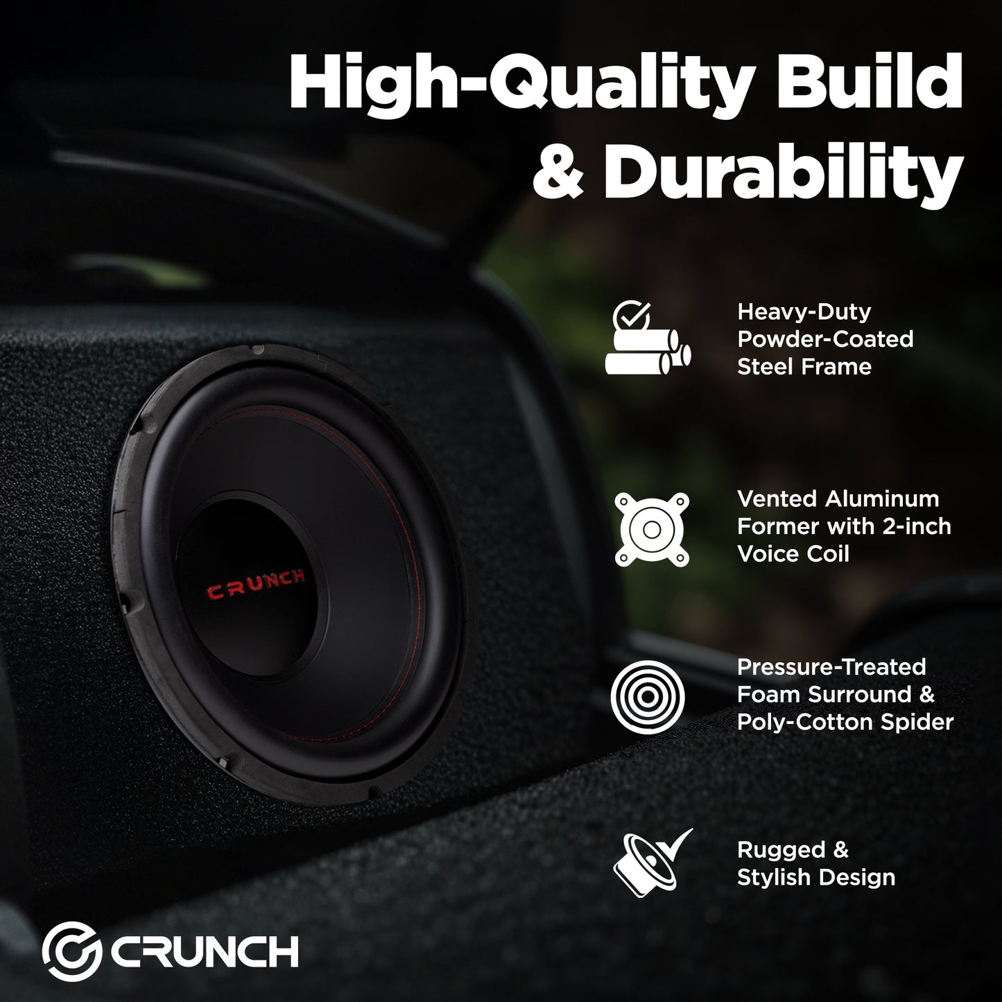 Crunch CRW12D4 12 Inch MAX 4 Ohm Dual Voice Coil Car Subwoofer Speakers (2 Pack)