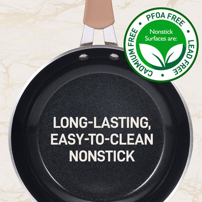 NutriChef 11 Piece Nonstick Diamond Pattern Kitchen Cookware Set, Allura Bronze