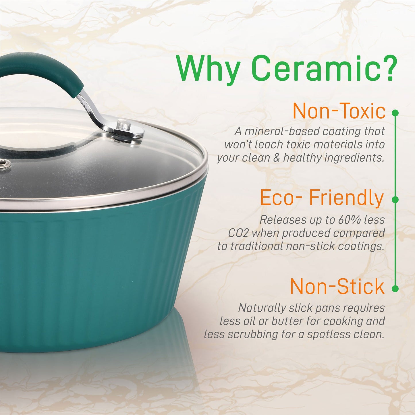 NutriChef 11 Piece Nonstick Elegant Lines Pattern Kitchen Cookware Set, Teal