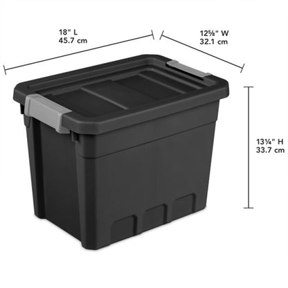 Sterilite 7.5 Gal Rugged Industrial Storage Totes w/ Latch Lids, Black (24 Pack)
