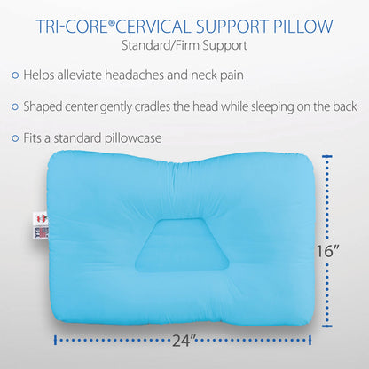 Core Products Tri-Core Firm Cervical Neck Support Ortho Contour Pillow, Full