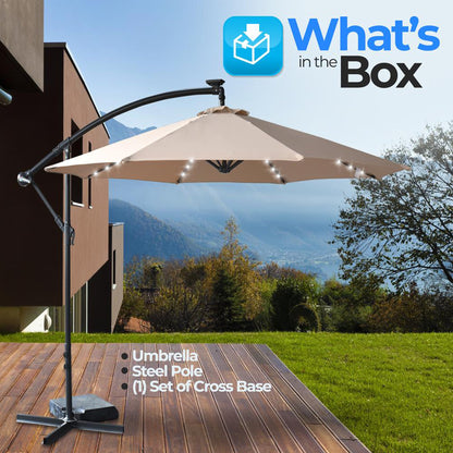 Serenelife 10 Foot Hanging Garden Lawn Deck Patio Umbrella with Push Button Tilt