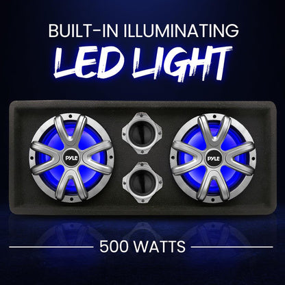 Pyle 10 Inch 1100 Watt Slim Mount Truck Audio Dual Bass Subwoofer Box System